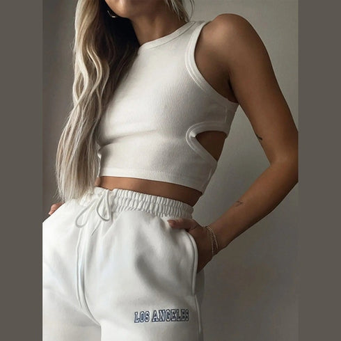 'Ulani' Cutout Round Neck Tank Top - Celes Fashion